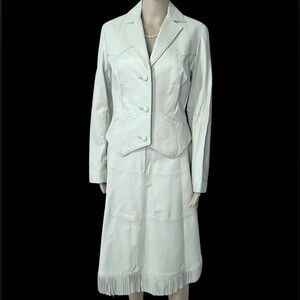 David James Women’s Vintage Size 11/12 Light Gray Taupe Skirt and Jacket Set